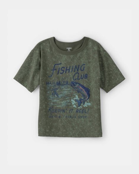 Boys Fishing Club Graphic Tee - Olive