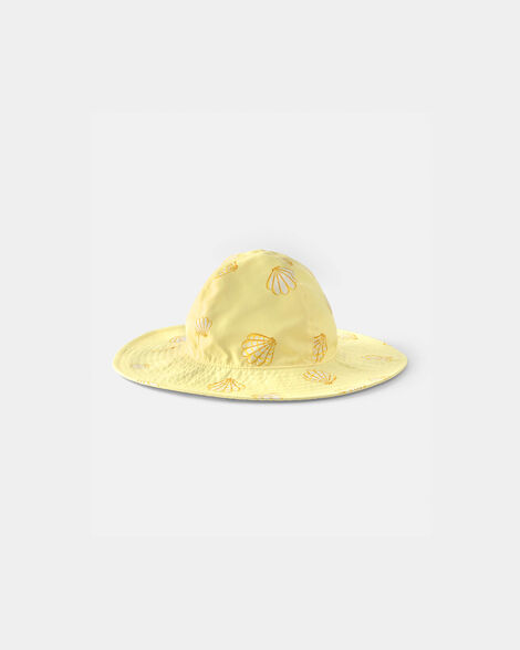 baby girl seashell reversible swim hat - yellow