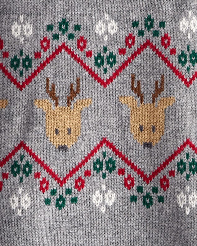 Product image 2 of Baby Boy Fair Isle Long-Sleeve Jumpsuit - Grey