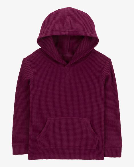  Product image 1 of Baby Solid Waffle Knit Long-Sleeve Hooded Shirt - Burgundy
