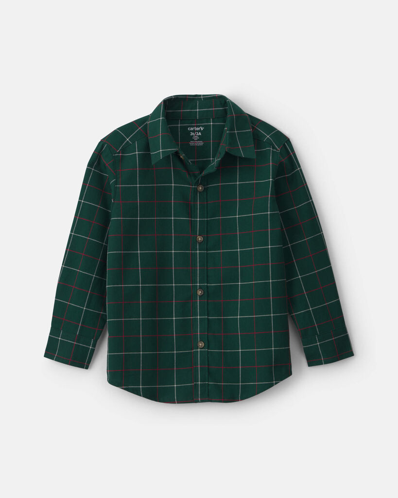Carter's Toddler Boys Long Sleeve Cuffed Regular Fit Button-Down Shirt, 5t, Green