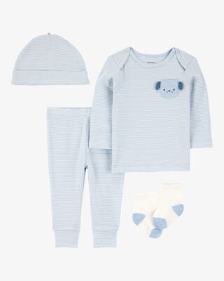 Product image 1 of Baby 4-Piece Puppy Print Outfit Set - Blue