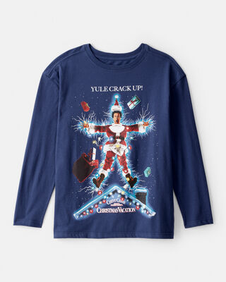 Boys Christmas Home Alone Long-Sleeve Graphic Tee - Cream