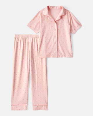 Kid 2-Piece Floral Flutter-Sleeve Pajamas - Blue