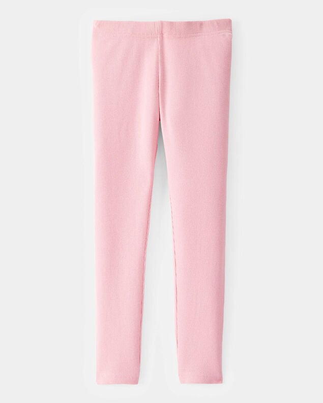 Product image 2 of Kid Solid Cotton Ribbed Stretch Leggings - Pink