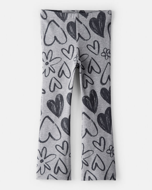 Product image 1 of Toddler Girl Heart Pull-On Flare Stretch Rib Leggings - Grey