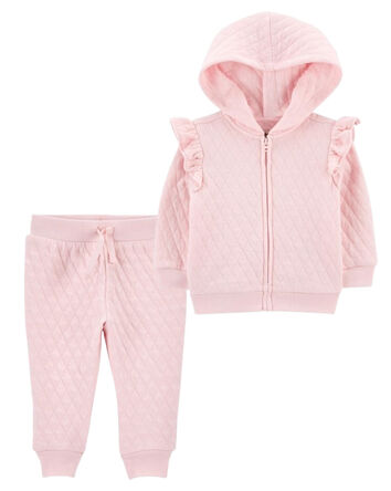 Baby 2-Piece Quilted Double Knit Hooded Jacket & Joggers Set