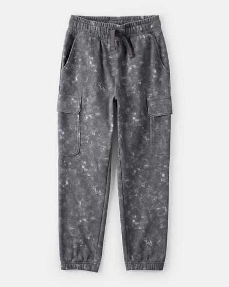  Product image 1 of Boys Acid Wash Print French Terry Joggers - Grey