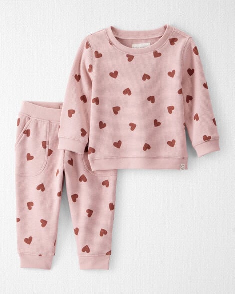 Baby Girl Waffle Knit Top & Pant Set Made with Organic Cotton