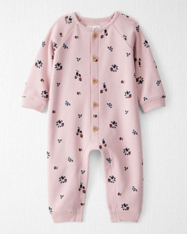 Product image 1 of Baby Organic Cotton Waffle Knit Jumpsuit in Berry Blossom Print