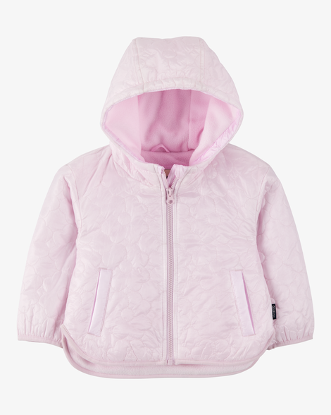 Toddler Girl Floral Quilted Midweight Jacket - Pink