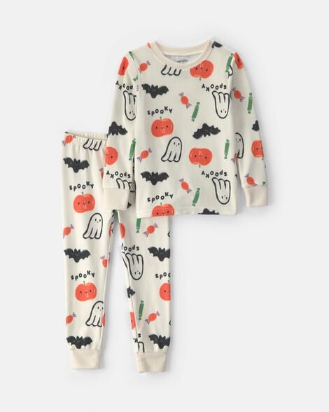 toddler halloween print 2-piece pyjama set - cream
