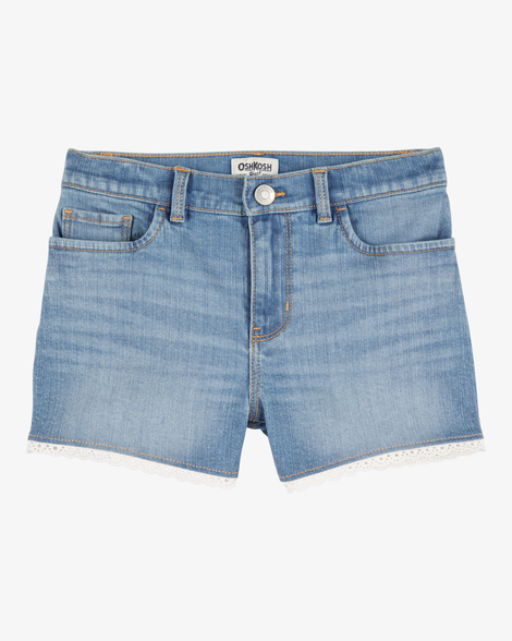 Kid Eyelet Hem Iconic Denim Short - Brit Wash