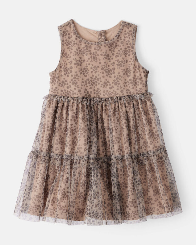 Product image 1 of Toddler Girl Leopard Print Sleeveless Tulle Occasion Dress - Brown
