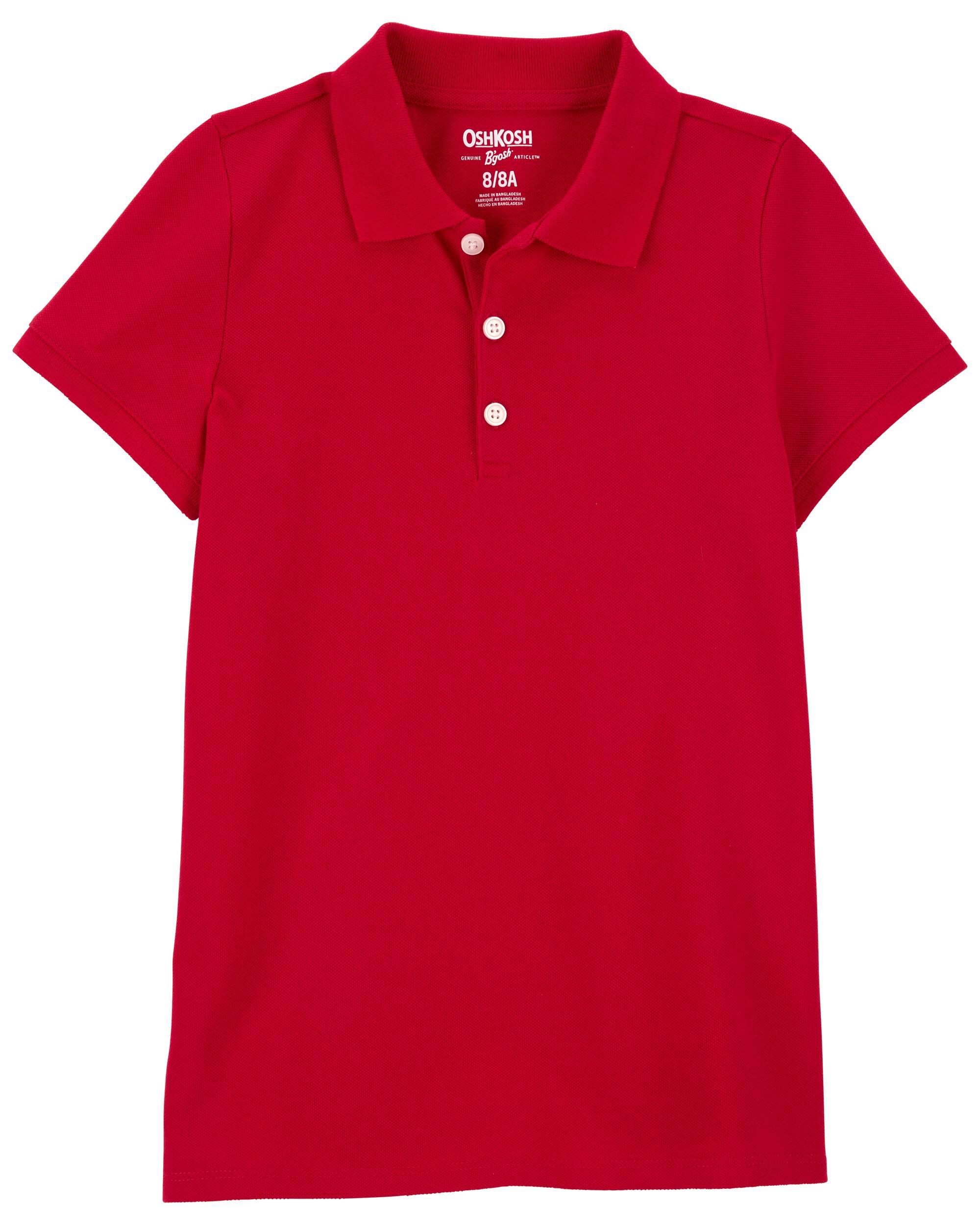 Girls Pique Cotton Uniform Polo - Ruby