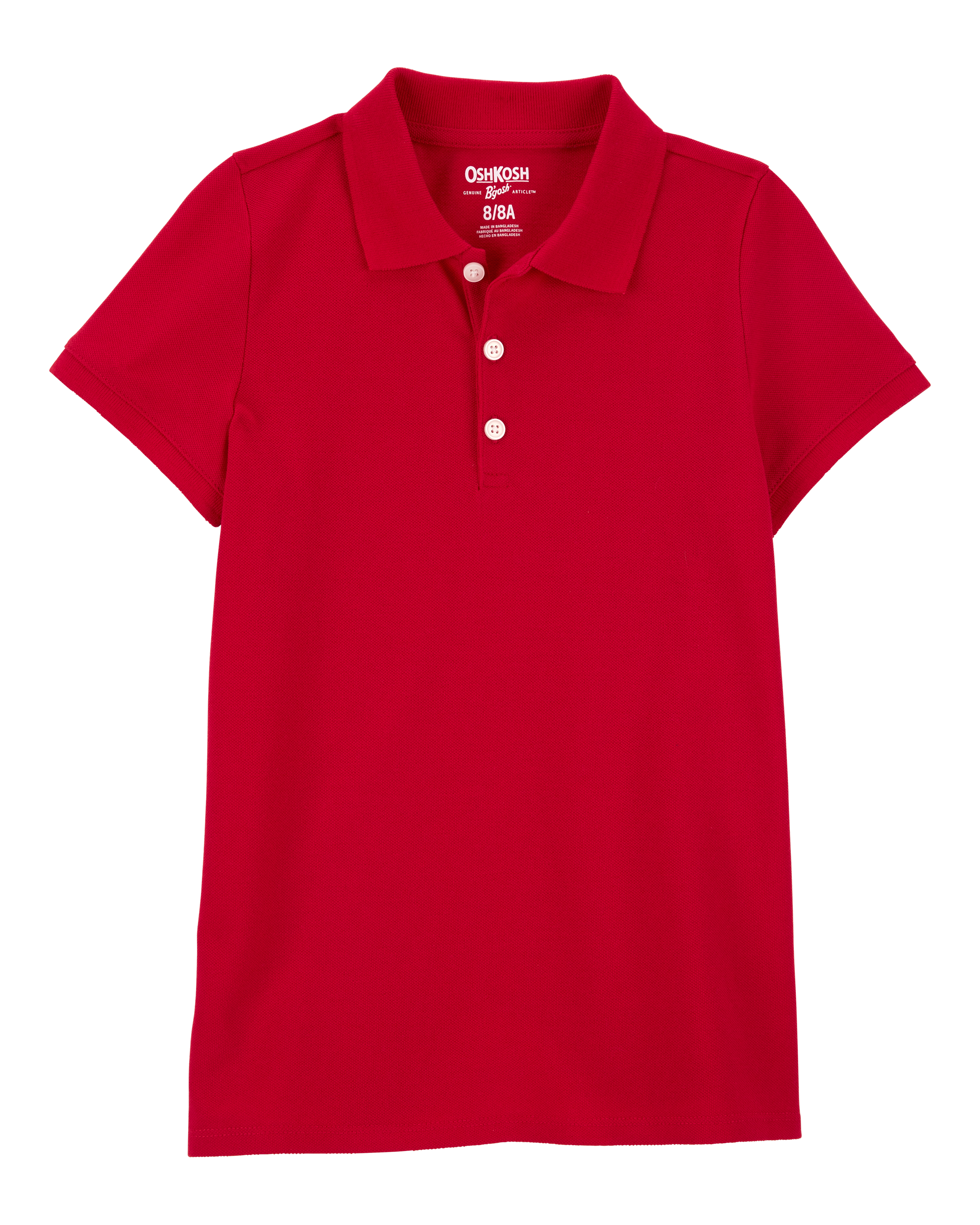 Girls Pique Cotton Uniform Polo - Ruby