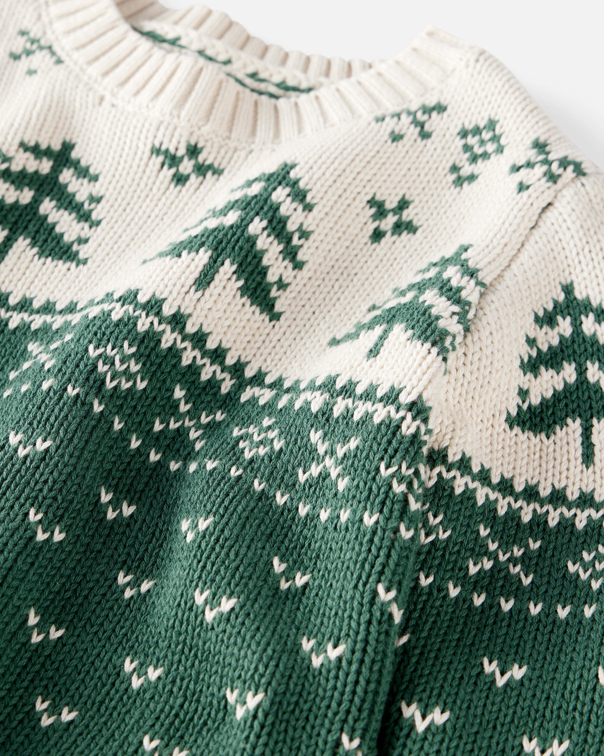 Toddler Organic Cotton Evergreen Fair Isle Sweater