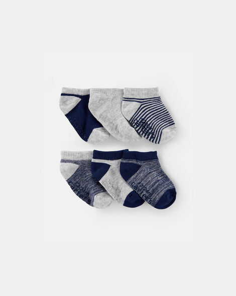 toddler boy 6-pack no show socks - grey/navy