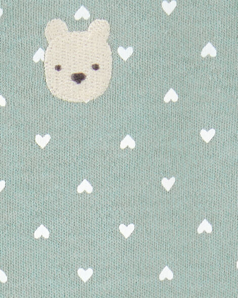  Product image 3 of Baby Girl Polka Dot 2-Way Zip Cotton Sleep & Play Pajamas - Green