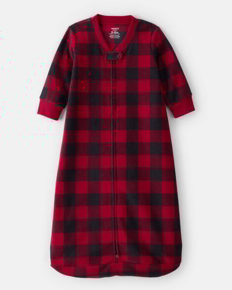 baby checkered print loose fit long-sleeve wearable blanket