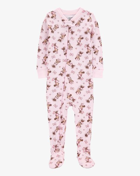  Product image 1 of Baby Disney© Minnie Mouse Snug Fit Cotton Footie 1-Piece Pajamas - Pink