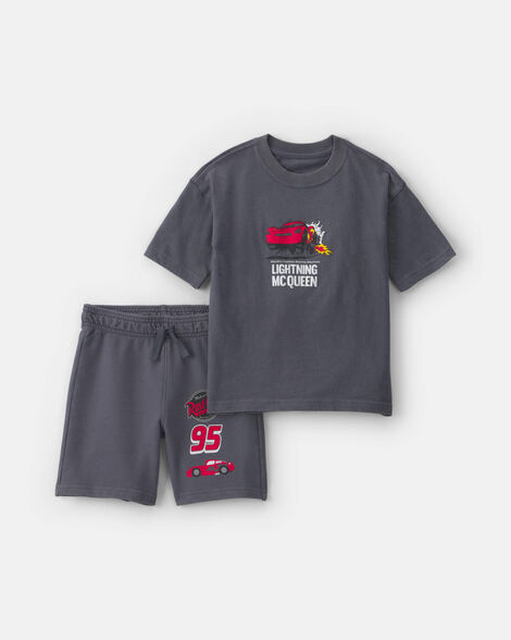 baby boy ©disney/pixar cars short-sleeve top & short set - grey