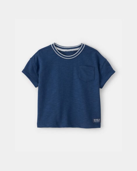 toddler boy french terry pocket t-shirt - blue