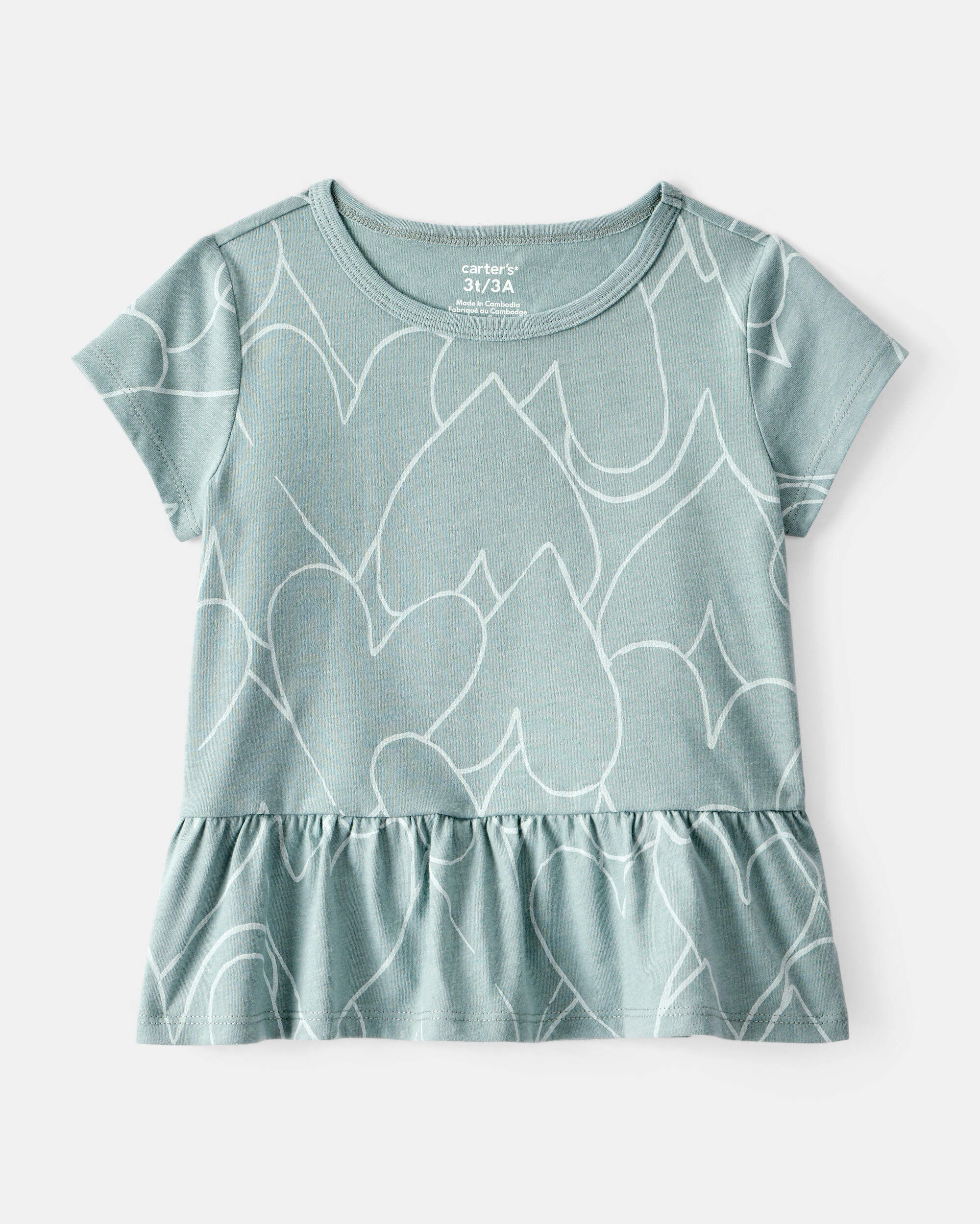 Toddler Girl Heart Print Short-Sleeve Top - Green