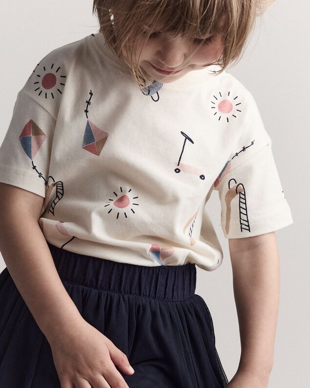 Product image 2 of Toddler Short-Sleeve Relaxed Graphic Tee in Park Day Print - Cream