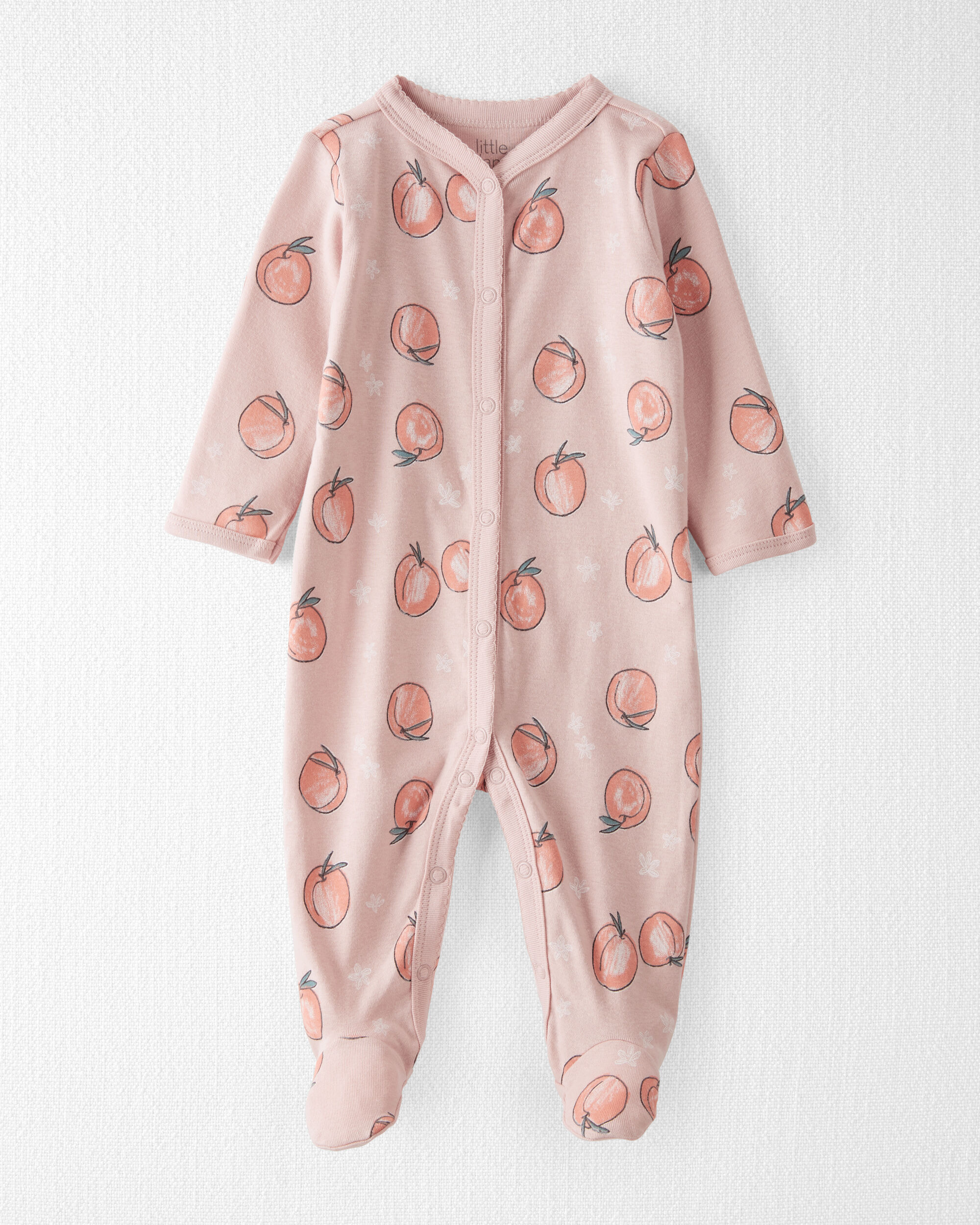 Baby Organic Cotton Sleep & Play Pajamas in Peach Print