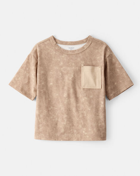 Product image 1 of Boys Acid Wash Cotton Short-Sleeve Pocket Tee - Brown