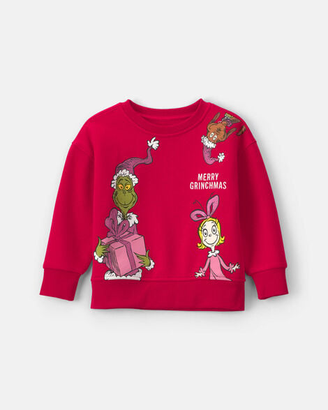 toddler girl dr. seuss™ the grinch christmas fleece pullover sweatshirt - red