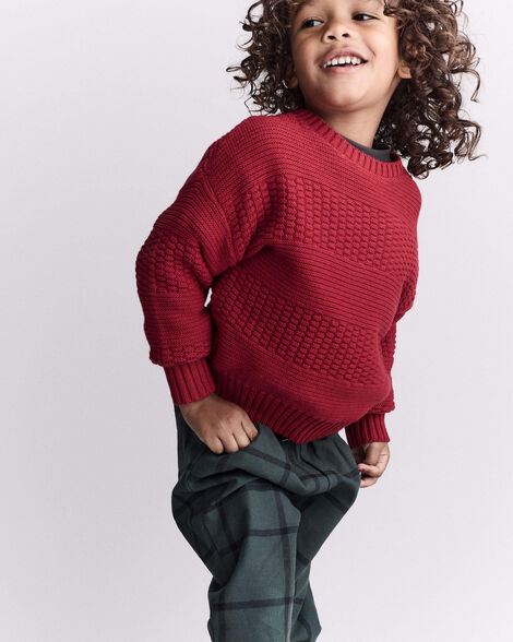 Toddler Cable-Knit Pullover Sweater - Red