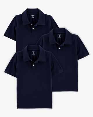 Product image 1 of Kid 3-Pack Pique Uniform Polo Shirts - Navy