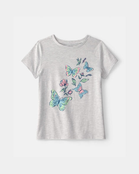 girls butterfly graphic tee - grey