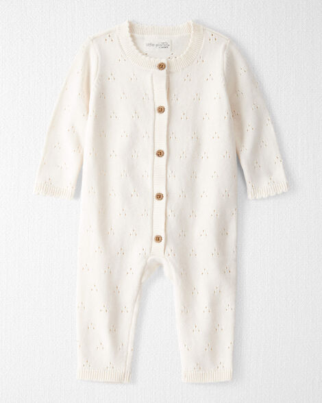 Baby Girl Organic Cotton Sweater Knit Pointelle Jumpsuit