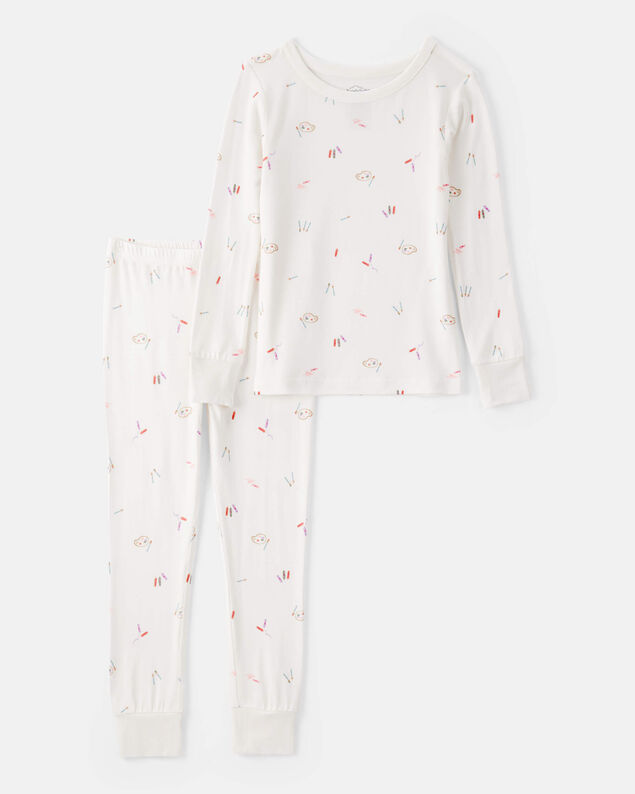 Product image 1 of Toddler Girl Painting & Coloring Print PurelySoft Long-Sleeve 2-Piece Pajamas - Ivory