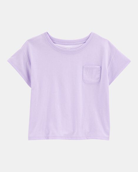 kid solid short-sleeve fashion top - purple