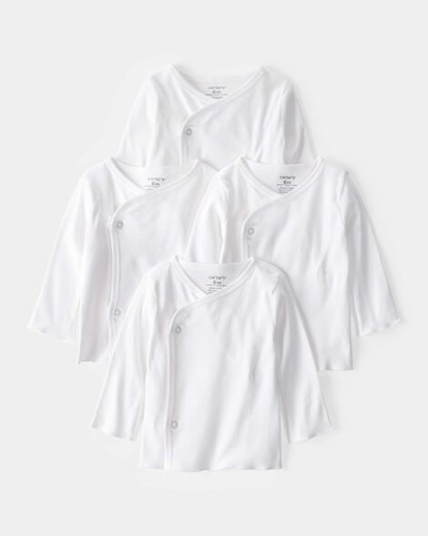 baby 4-pack long-sleeve side-snap tees - white