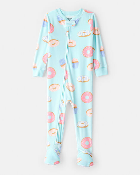  Product image 1 of Baby Girl Donuts Velour Long-Sleeve Snug Fit 1-Piece Pajamas - Blue