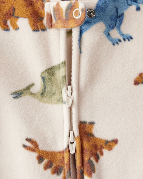 Baby Boy Animal Ski Print Loose Fit Long-Sleeve Sleep & Play Pajamas - Cream