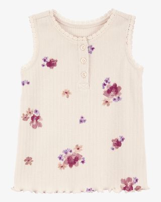Product image 1 of Toddler Rib Floral Print Tank Top - Ivory