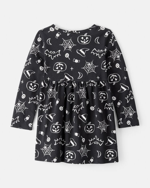 Product image 2 of Toddler Halloween Spooky Print Dress - Black
