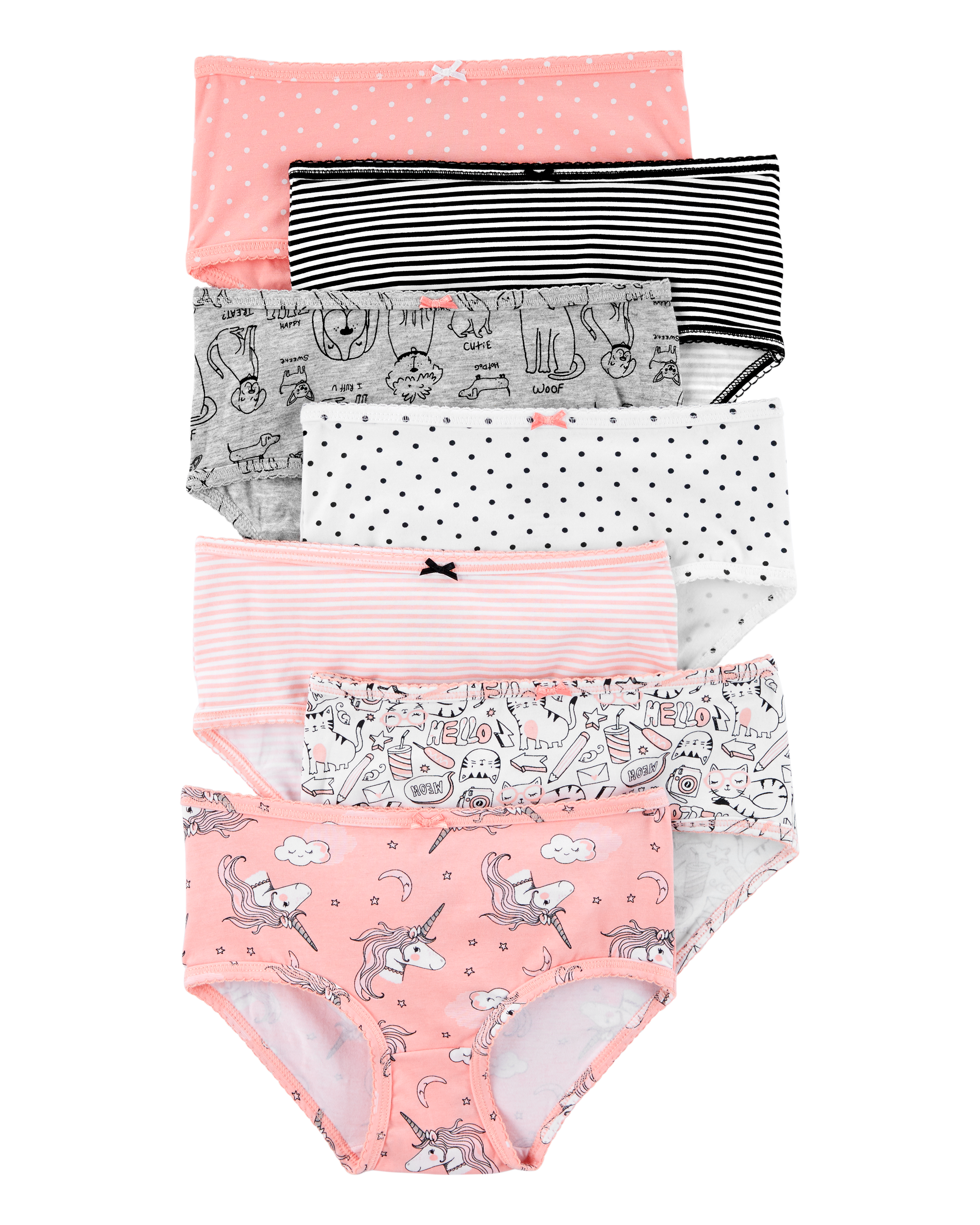 Kid 7-Pack Unicorn Print Brief Stretch Cotton Underwear