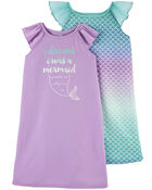 2 Pack Mermaid Nightgowns Carters Com
