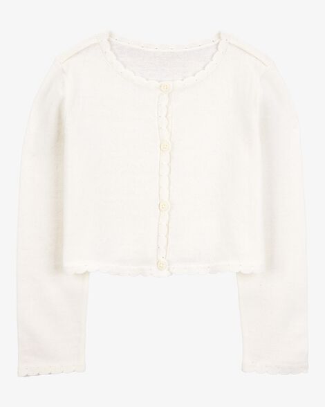  Product image 1 of Toddler Scalloped Trim Cardigan Sweater - Ivory