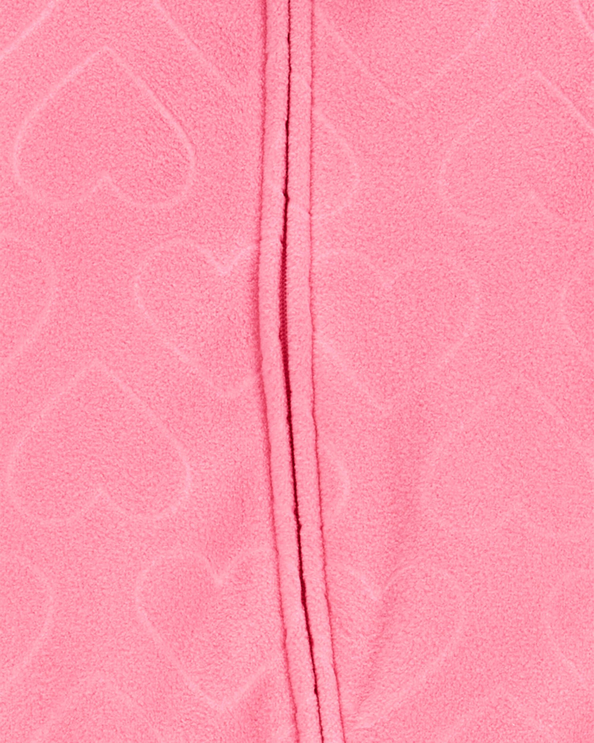 Baby Girl Heart Print Loose Fit Long-Sleeve 2-Way Zip Sleep & Play Pajamas - Pink