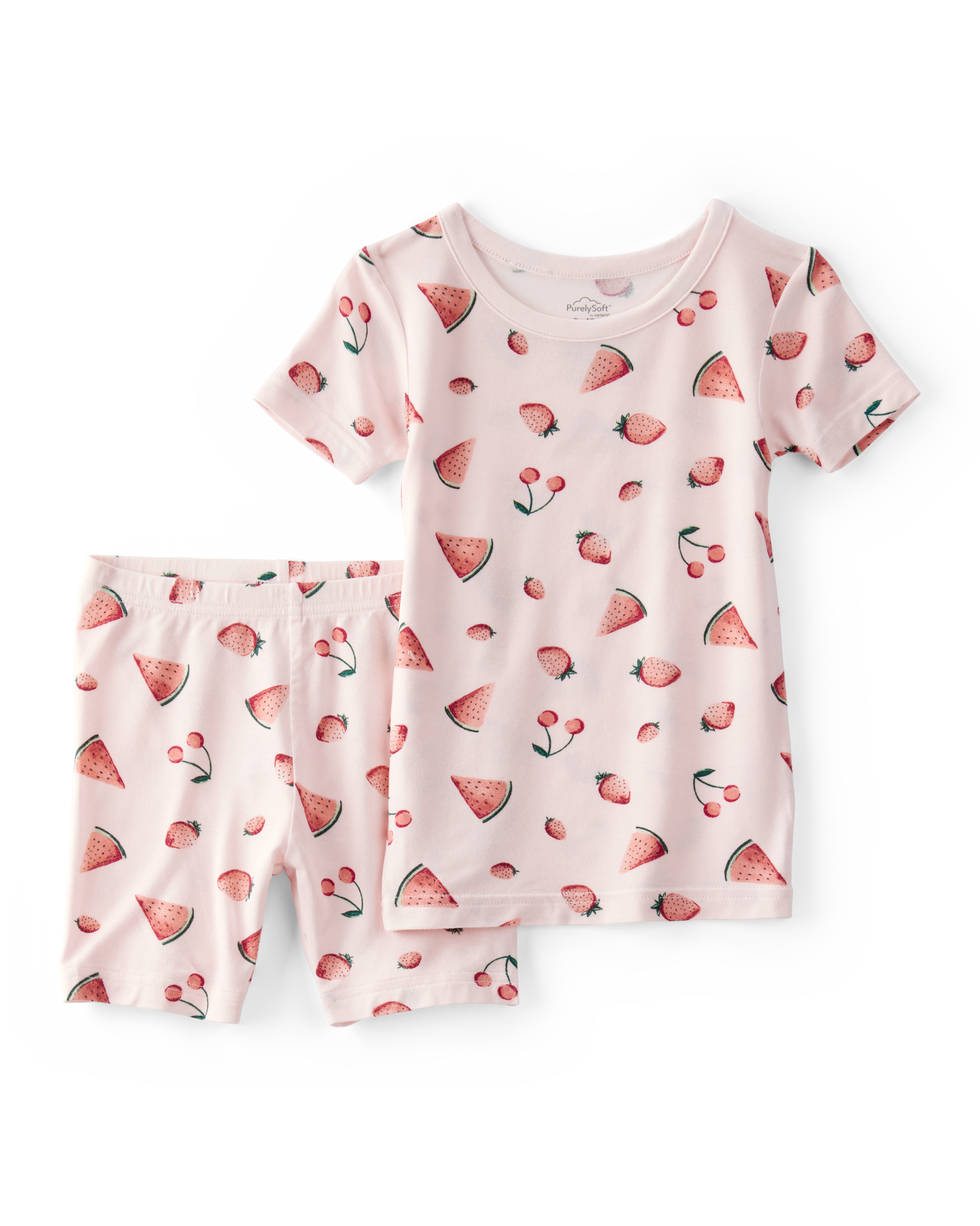 Toddler Girl Fruit Print PurelySoft 2-Piece Pajamas - Pink