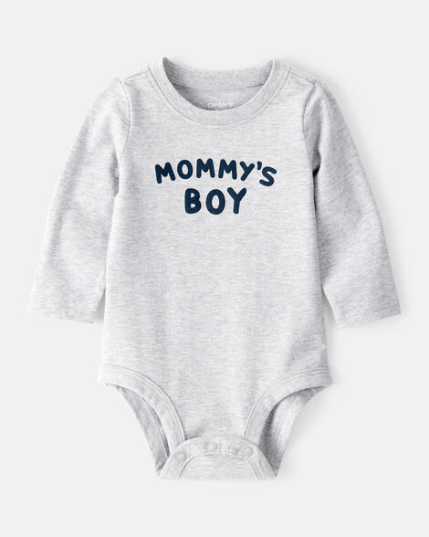 baby boy "mommy's boy" long-sleeve graphic bodysuit - grey