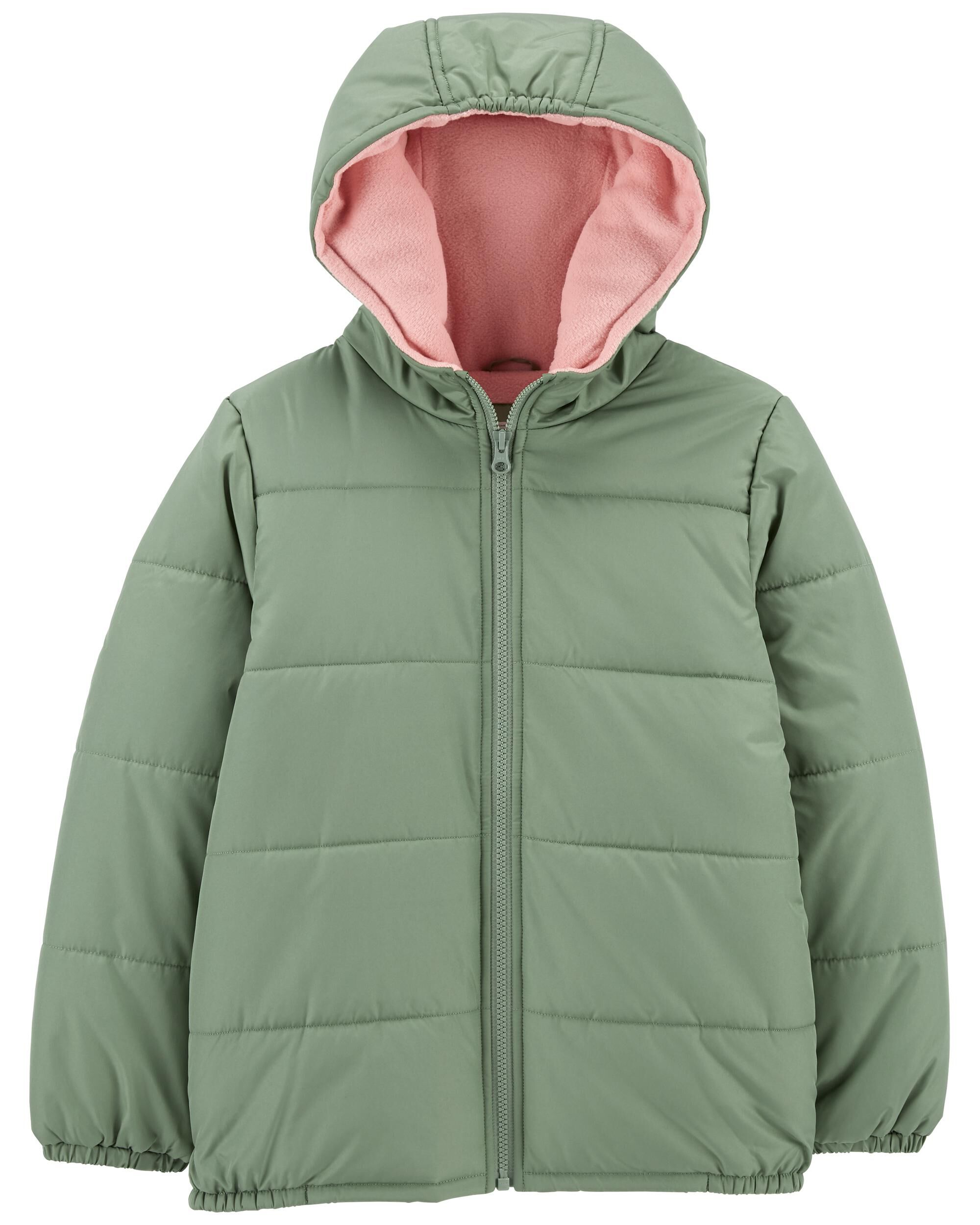 Girls Heavyweight Puffer Jacket 7 Green Carters